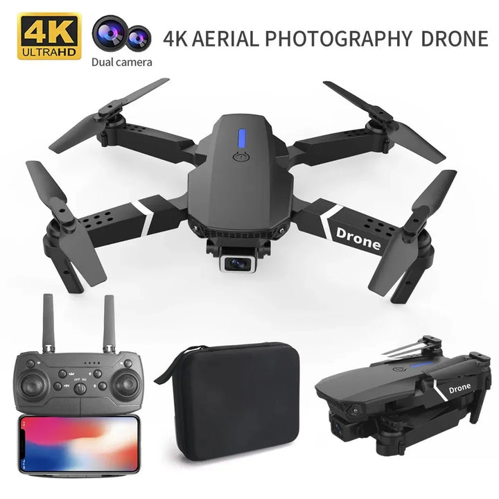 Drone Profissional E88 4K - Grande Angular HD com Câmera WiFi FPV